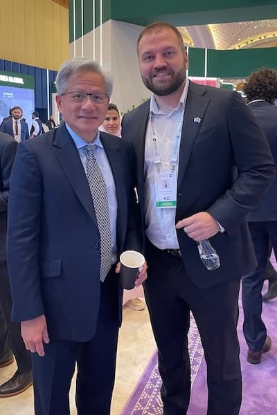 Dino Hasanic with Jensen Huang